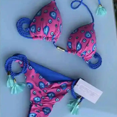 Micro Thong Swimsuit With Circles and Animal Print
